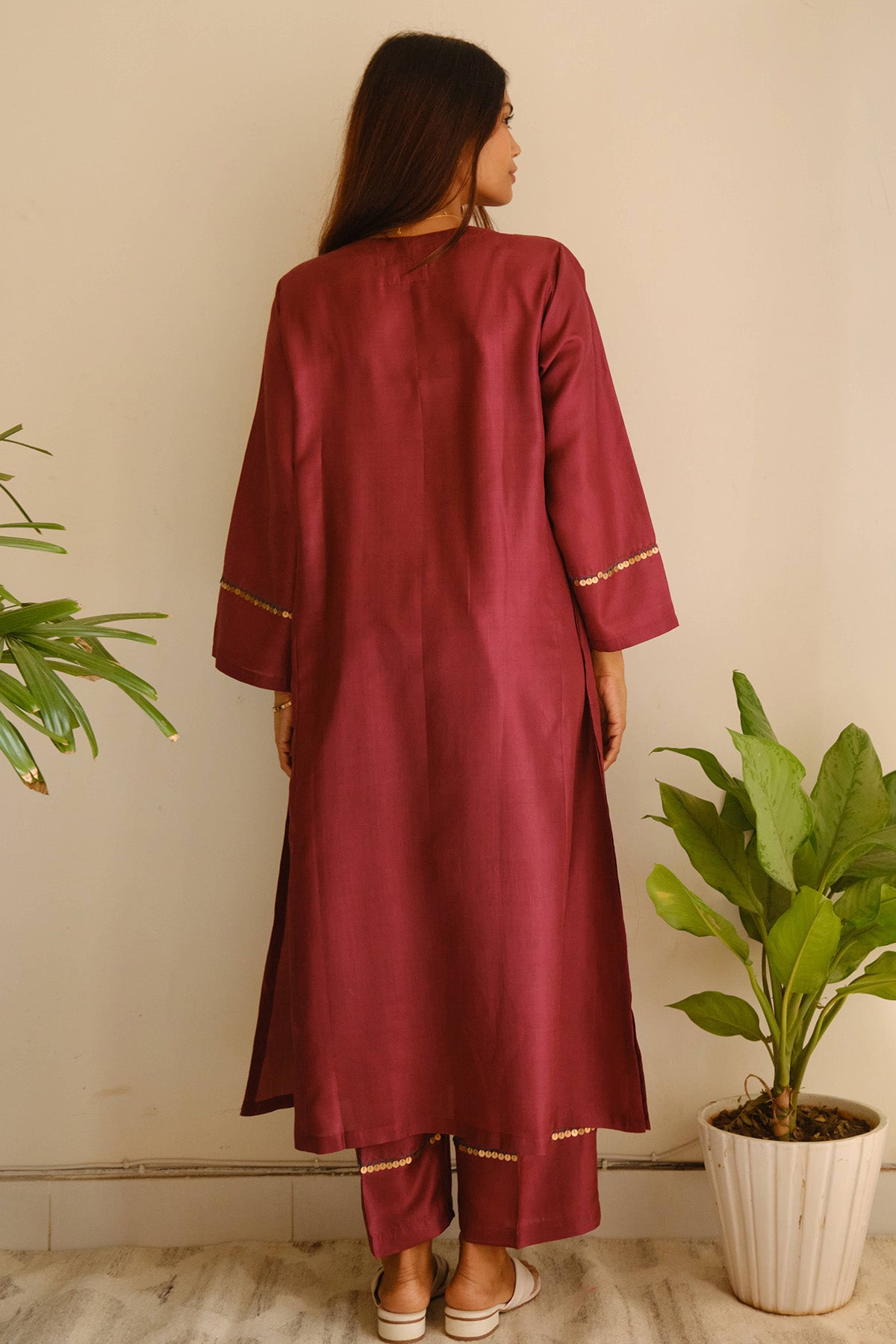 Maroon Handcrafted Kurta Set