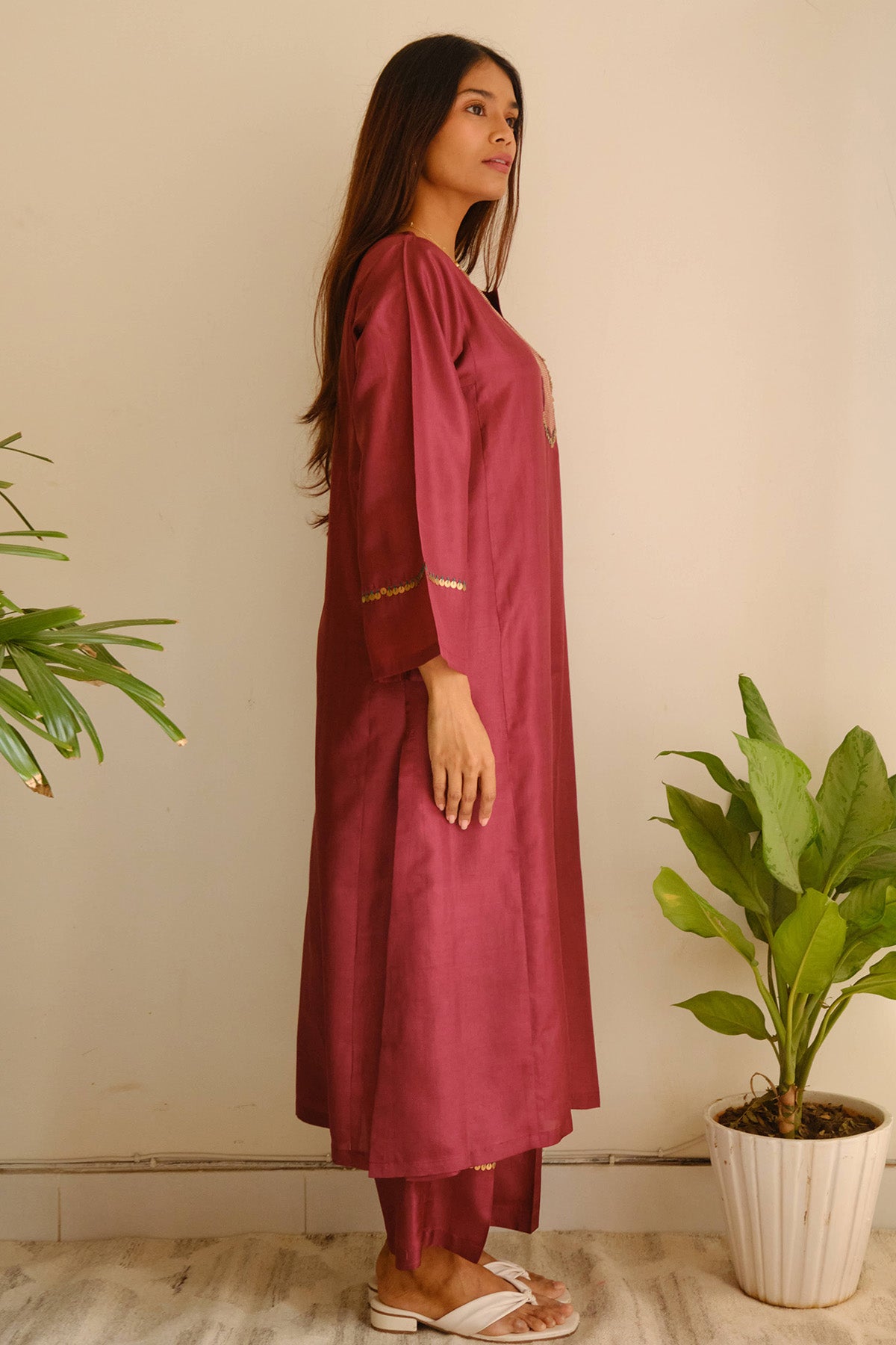 Maroon Handcrafted Kurta Set
