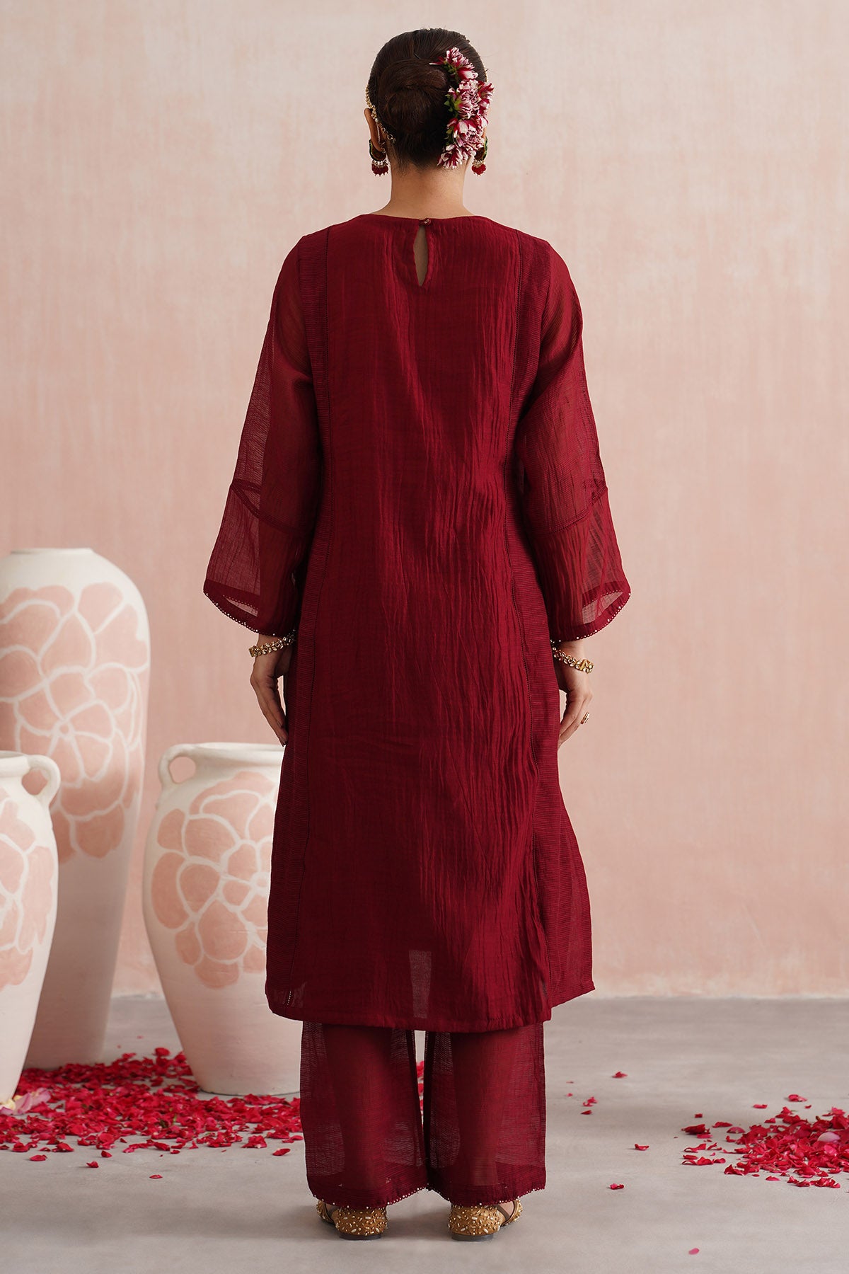 Maroon Jewels Work Kurta Set