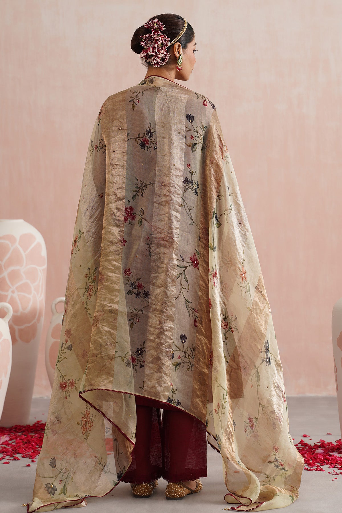 Maroon Jewels Work Kurta Set