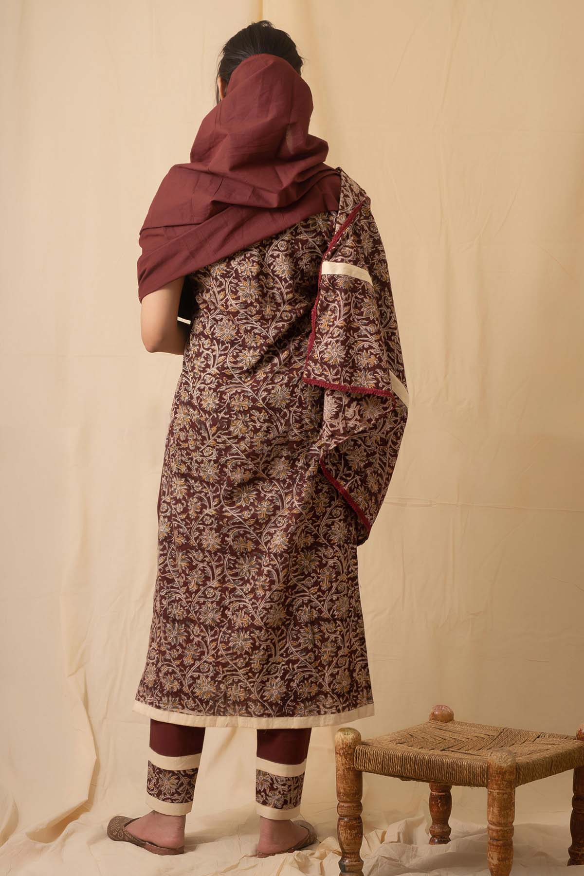 Maroon Kalamkari Print Kurta Set
