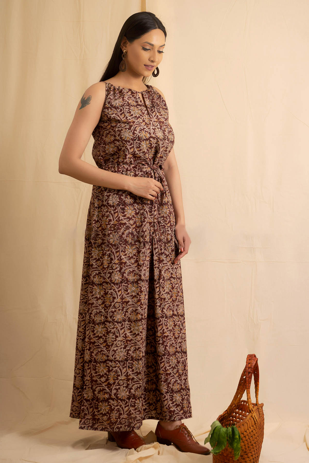 Maroon Kalamkari Printed Dress