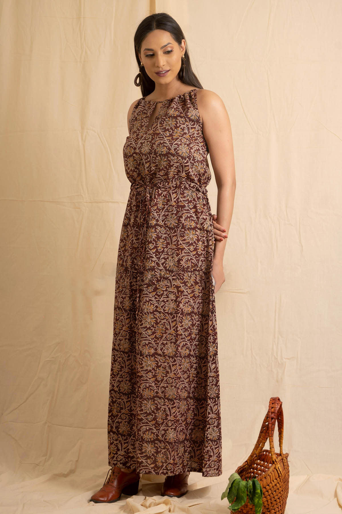 Maroon Kalamkari Printed Dress