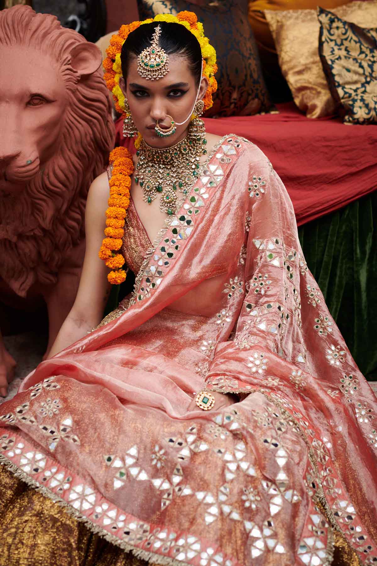 Maroon Lampi Mirror Lehenga Set