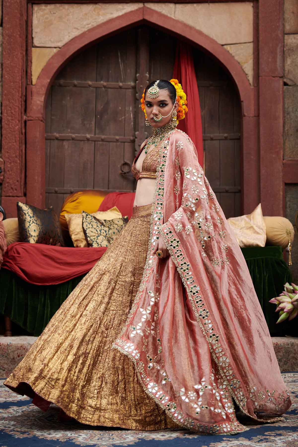 Maroon Lampi Mirror Lehenga Set