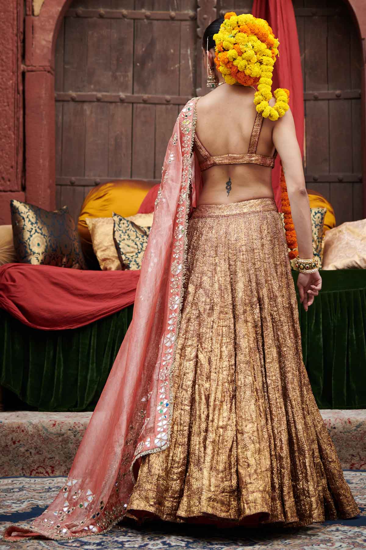 Maroon Lampi Mirror Lehenga Set