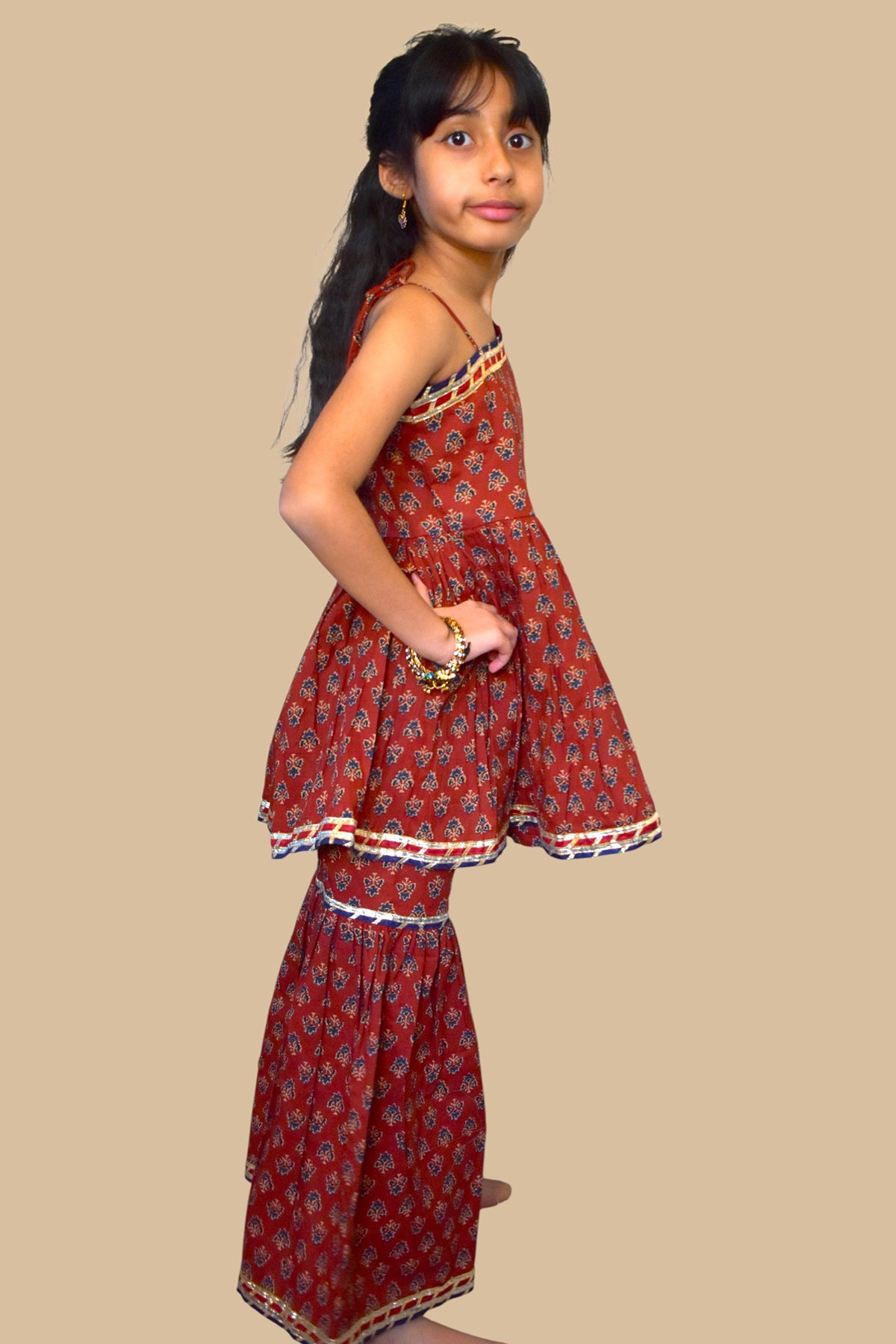 Maroon Off Shoulder Sharara Set