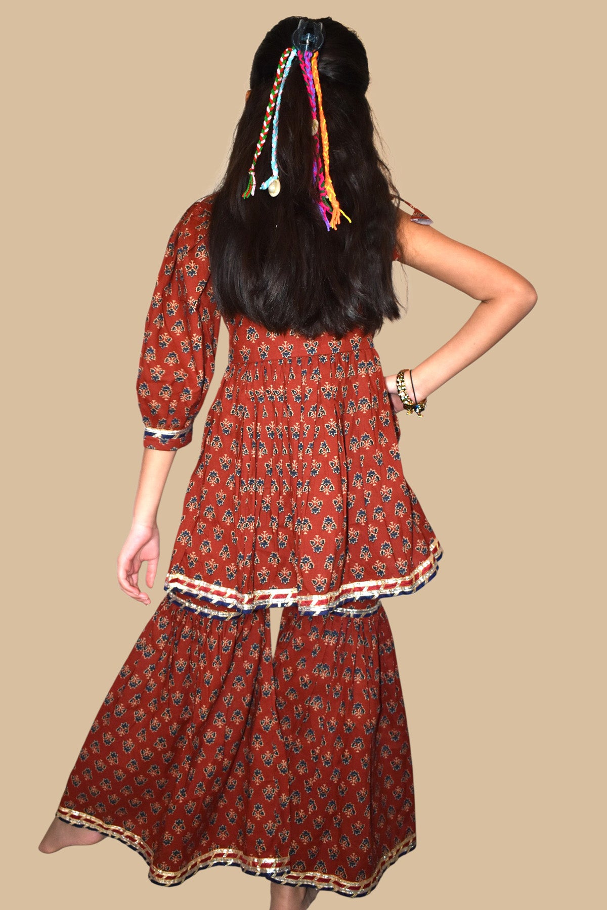 Maroon Off Shoulder Sharara Set