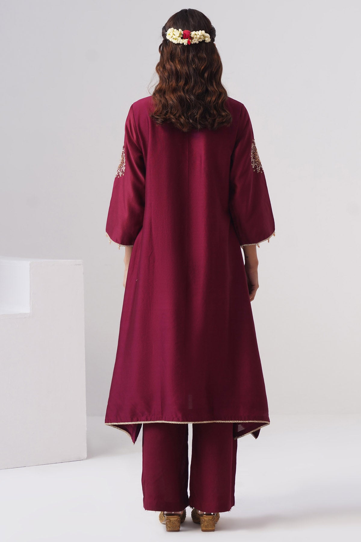 Maroon Pearl Zardozi Kurta Set