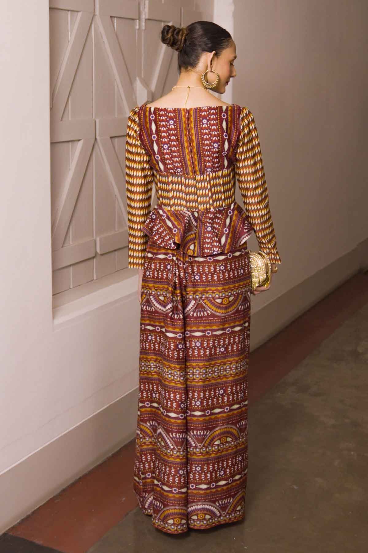 Maroon Printed Indo-Western Set