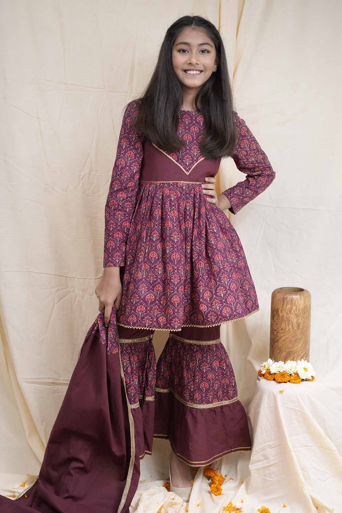 Buy Maroon Printed Short Kurta Set Online