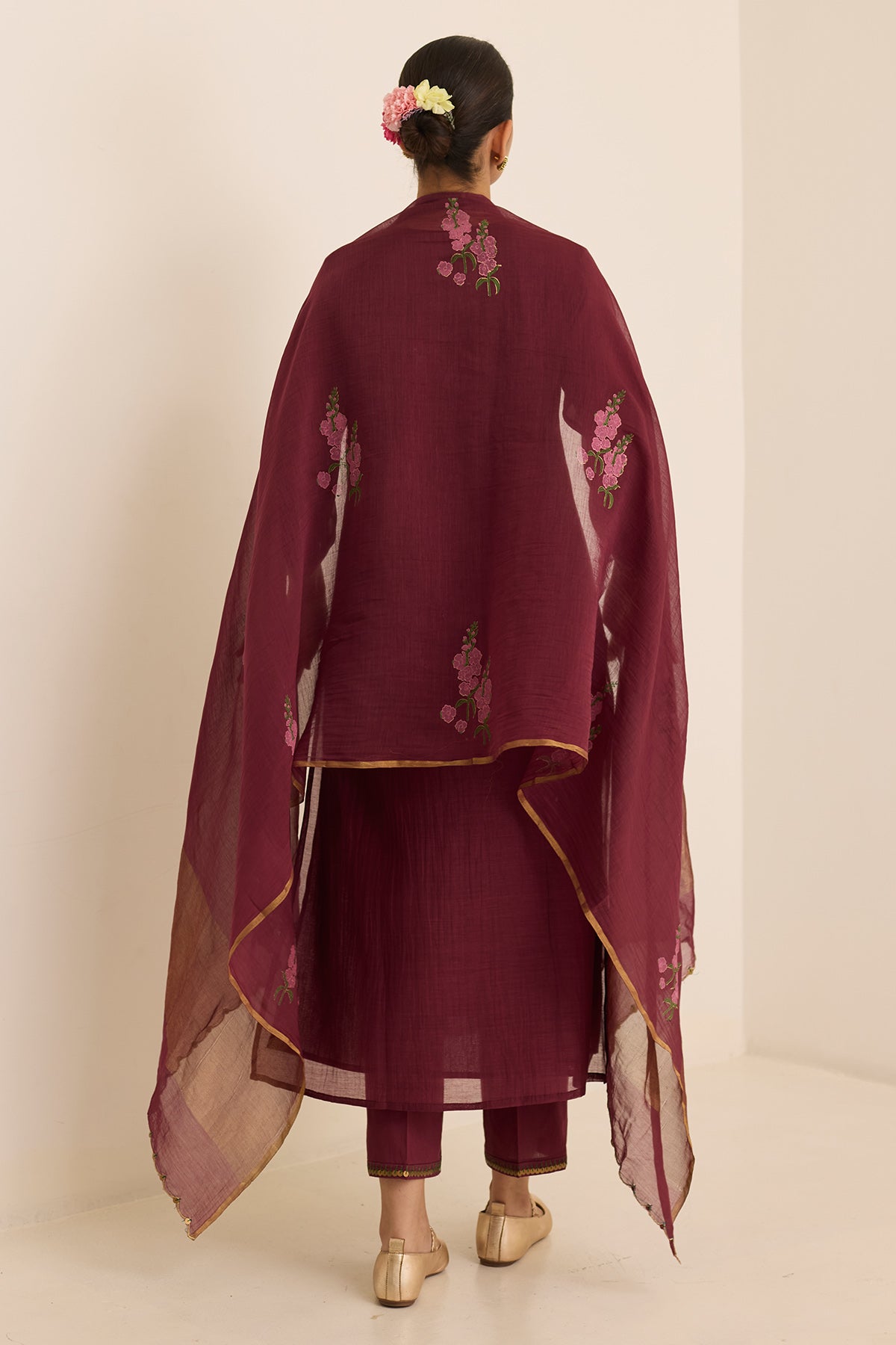 Maroon Sequin & Zari Kurta Set