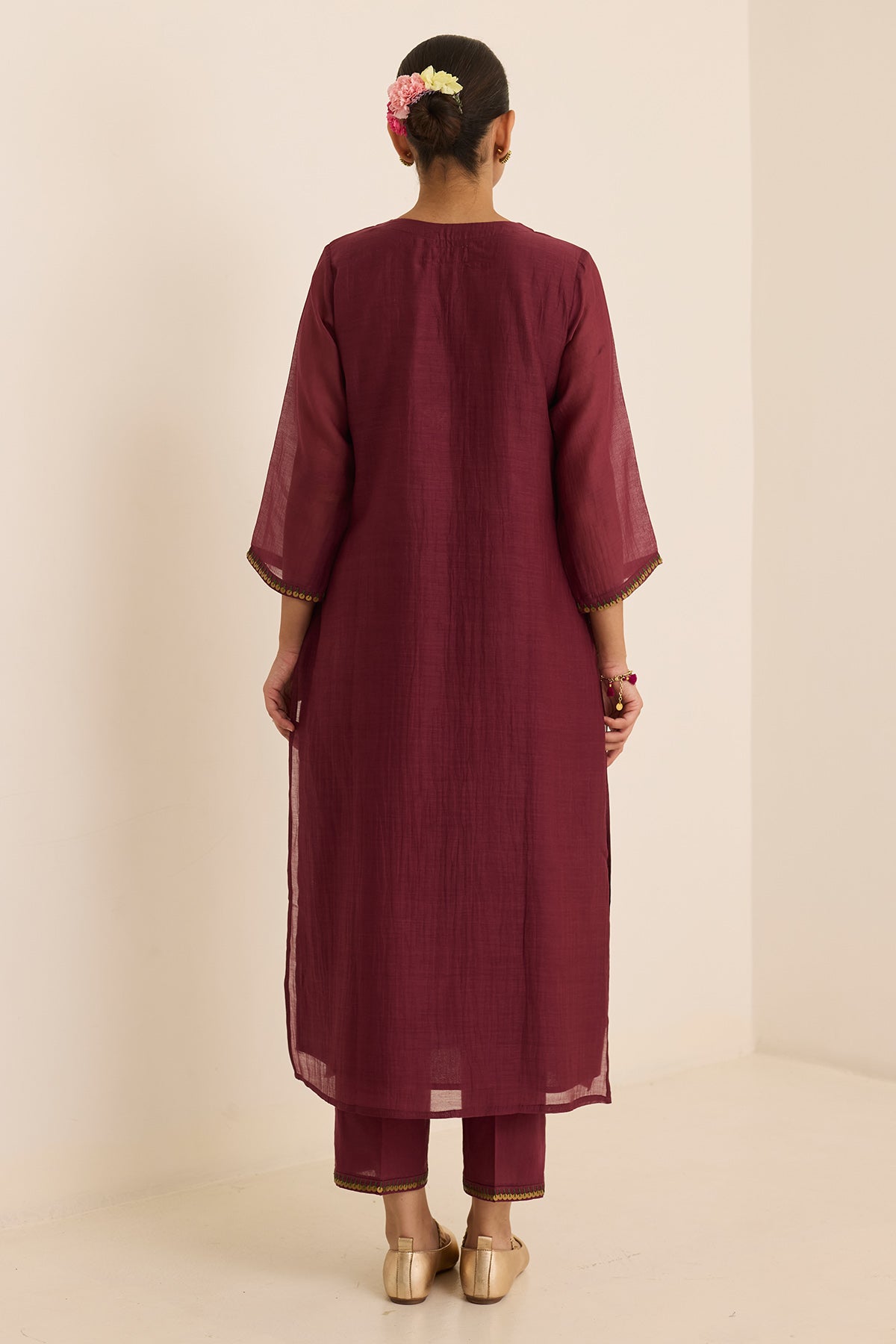 Maroon Sequin & Zari Kurta Set