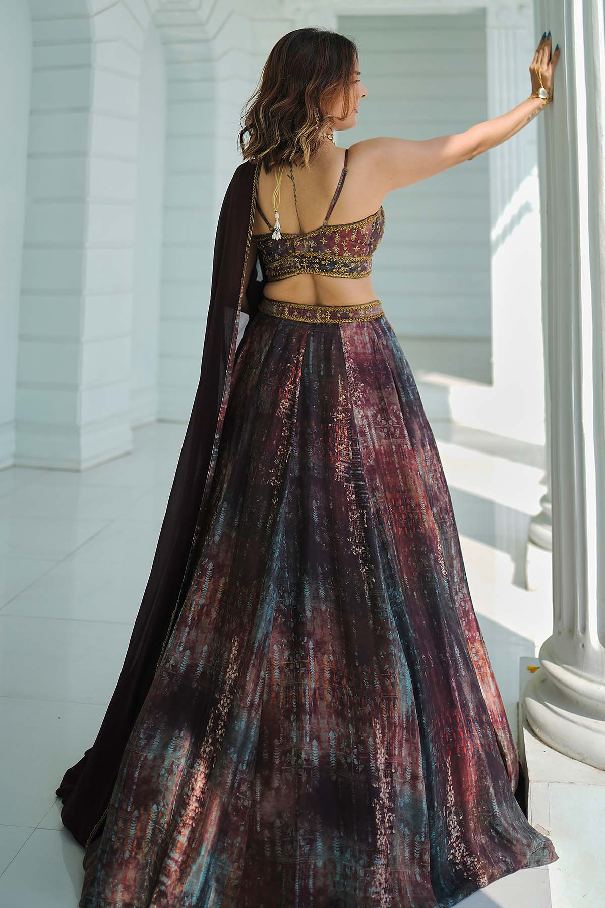 Maroon Sleeveless Lehenga Set