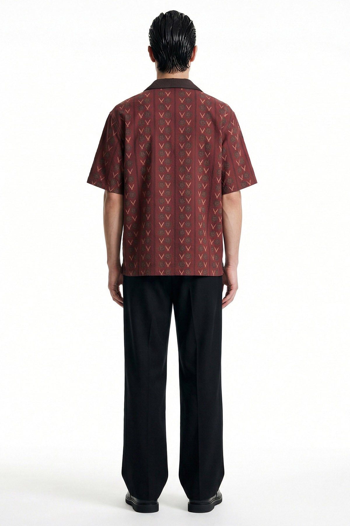 Maroon Viscose Abstract Shirt