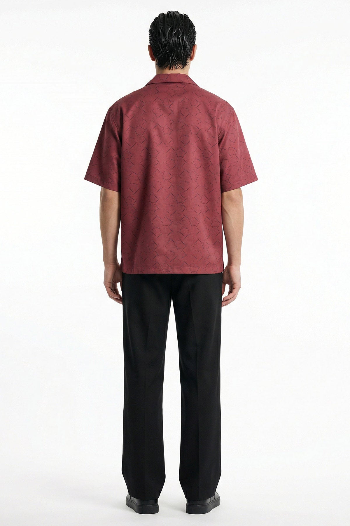 Maroon Viscose Collared Shirt