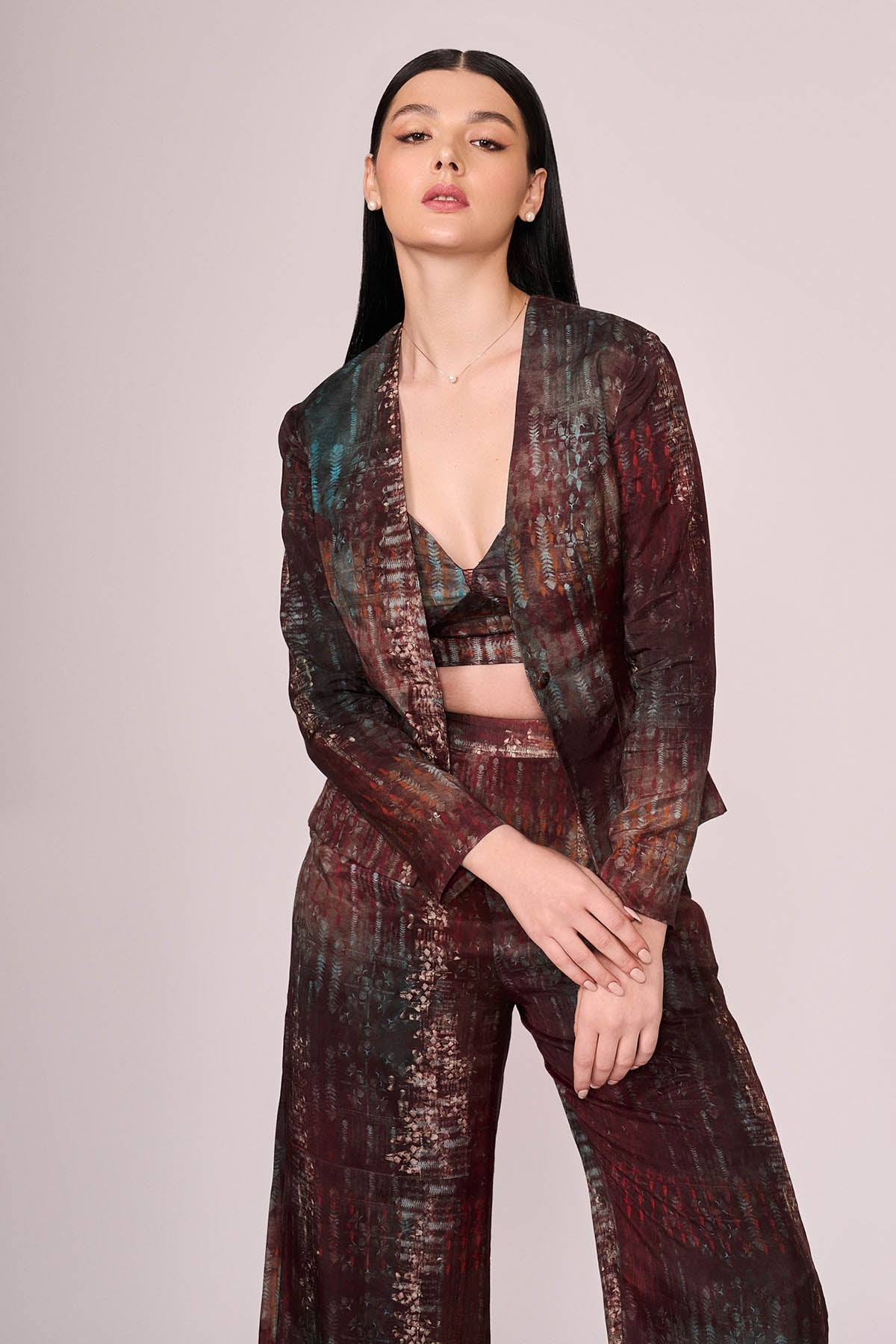 Buy Maroon Viscose Printed Jacket by Koswi for women online at ScrollnShops