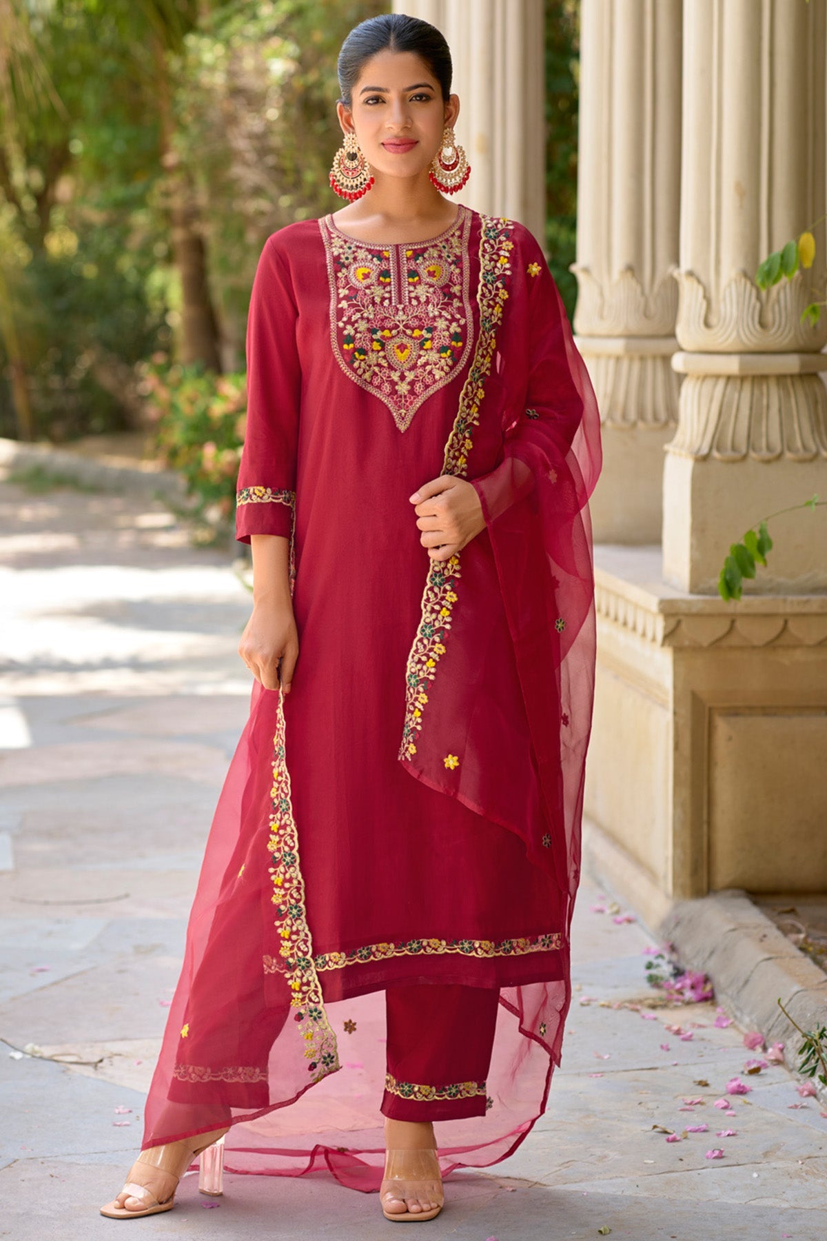 Buy Maroon Viscose Rayon Kurta Set for women by Aastha Fashion online available at scrollnshops