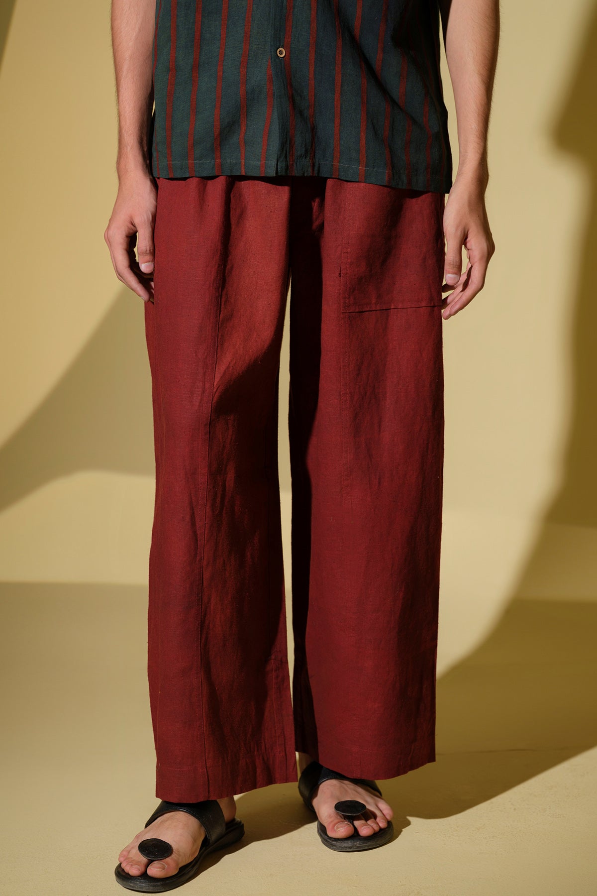 Maroon Wide Leg Straight Pants