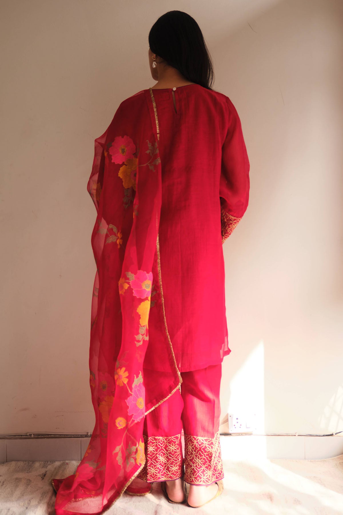 Maroon Zari Detailing Kurta Set