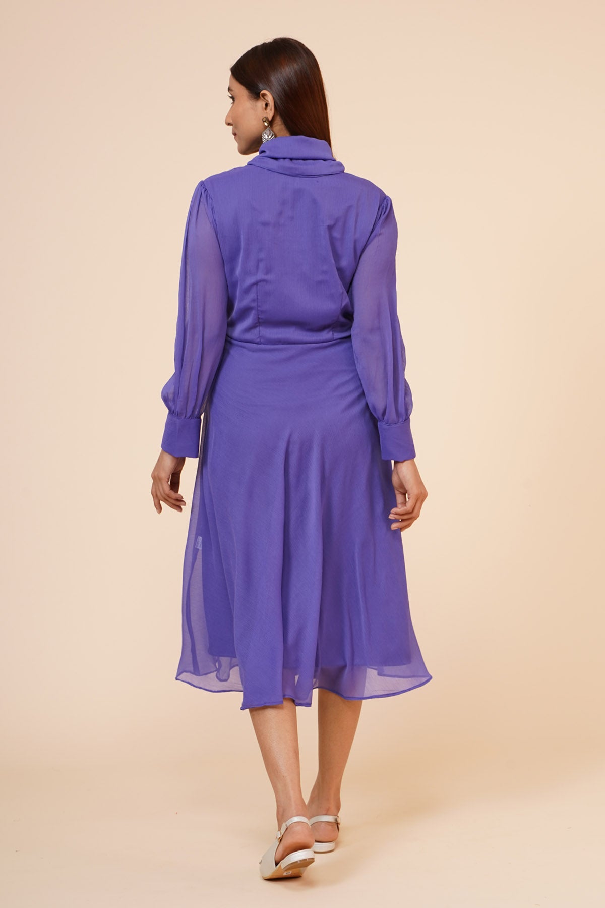 Mauve Chiffon Midi Dress