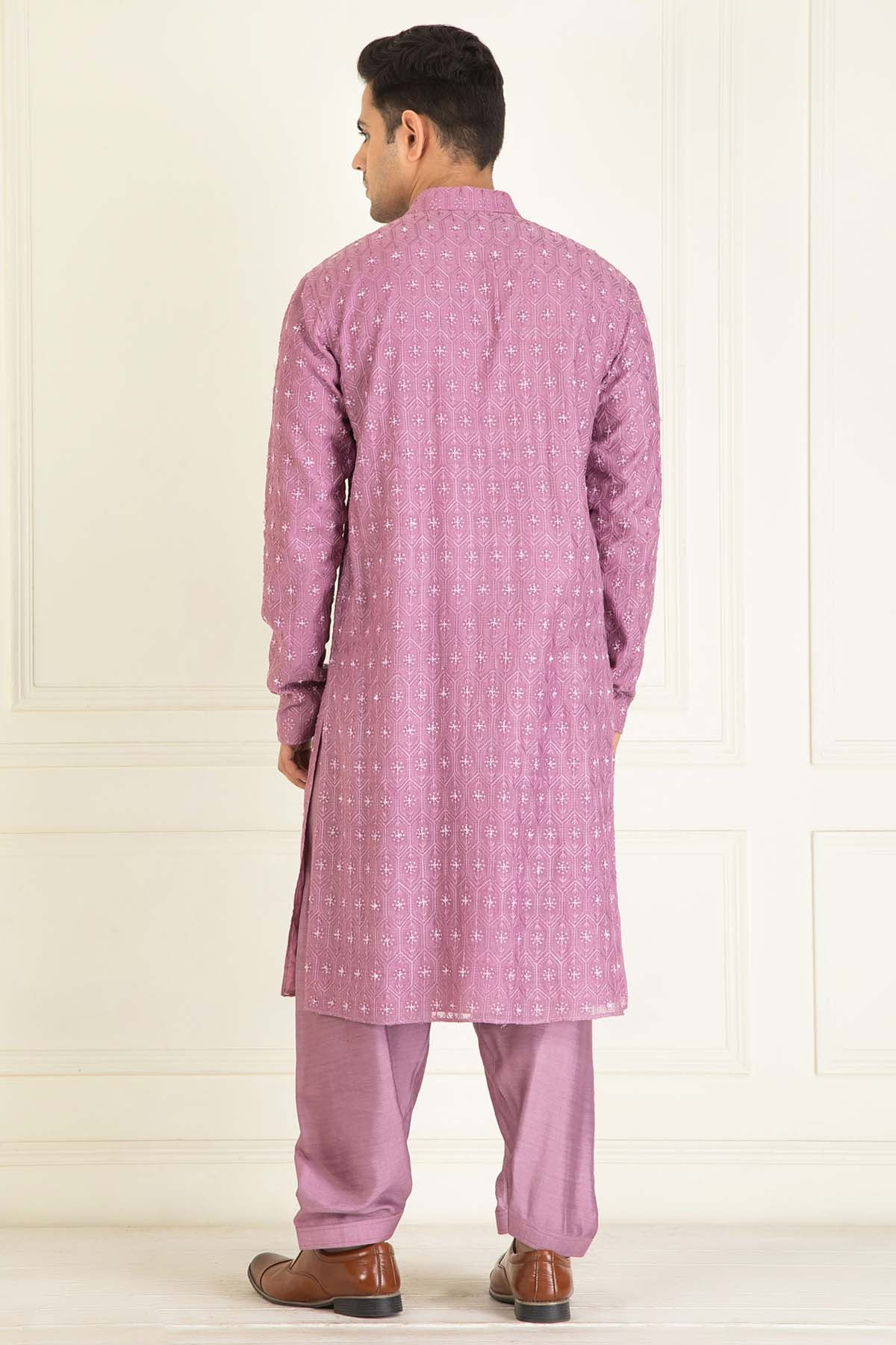 Mauve Embroidered Kurta Set