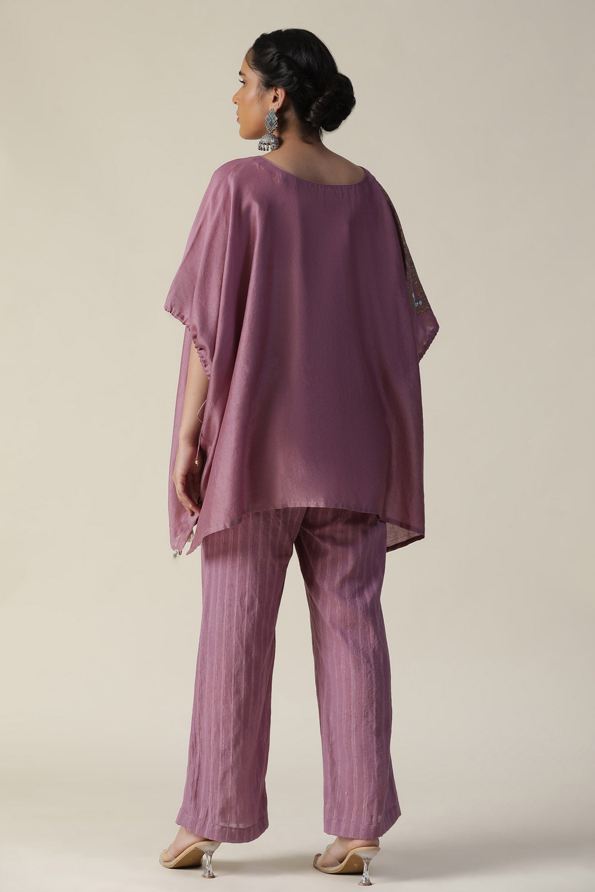 Mauve Embroidered Kaftan Set