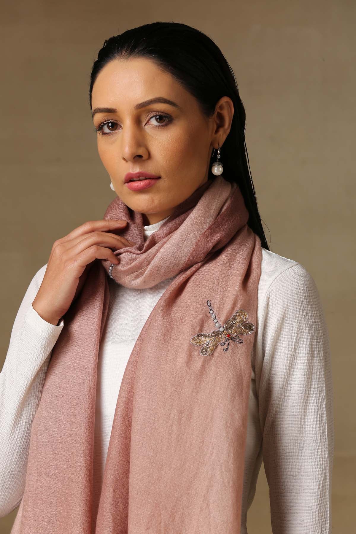 Mauve Ombre Embroidered Stole