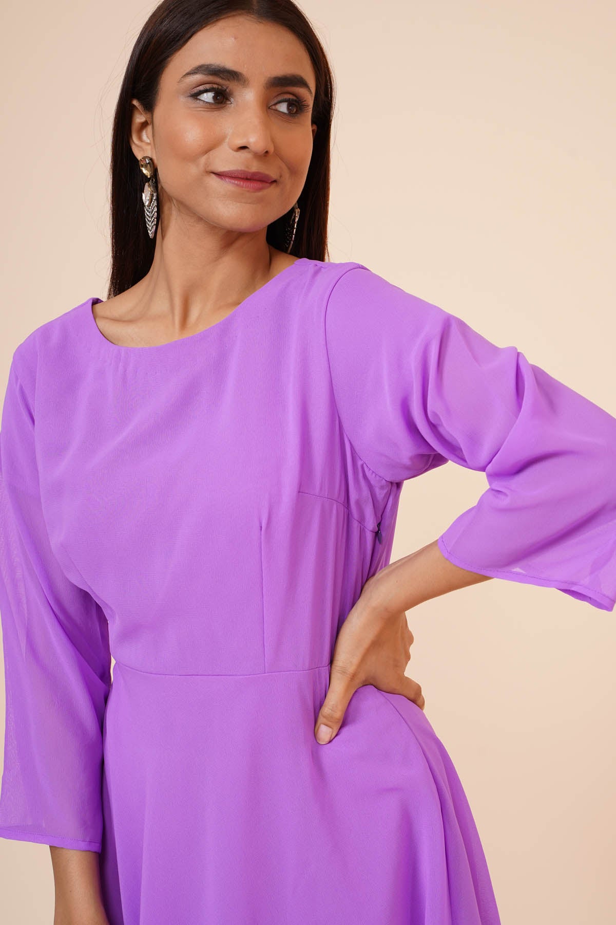 Mauve Round Neck Dress