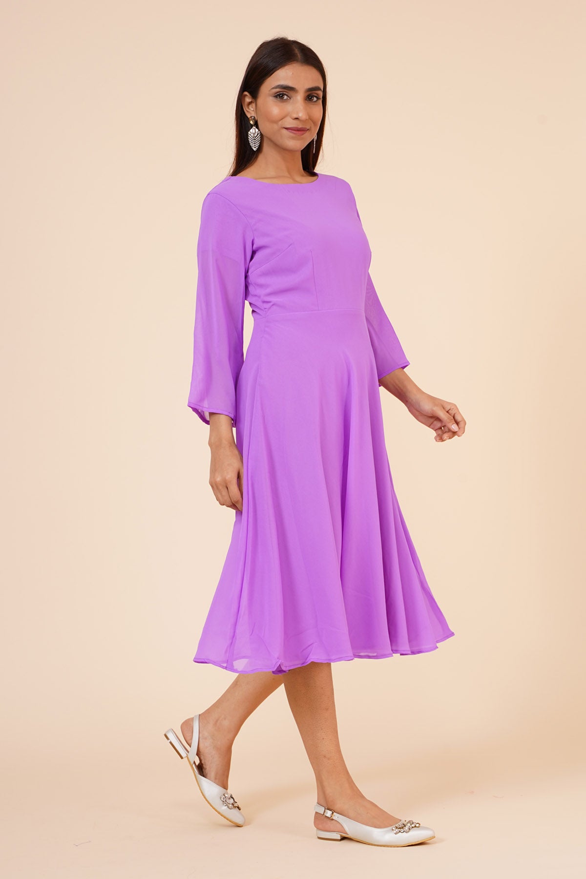 Mauve Round Neck Dress