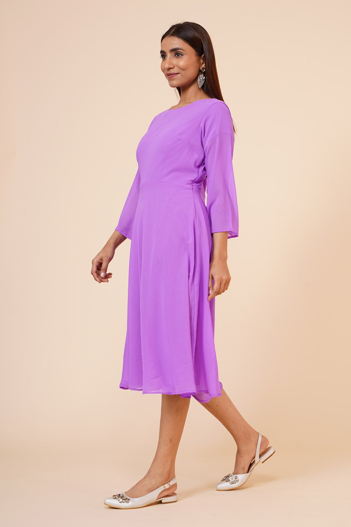 Mauve Round Neck Dress