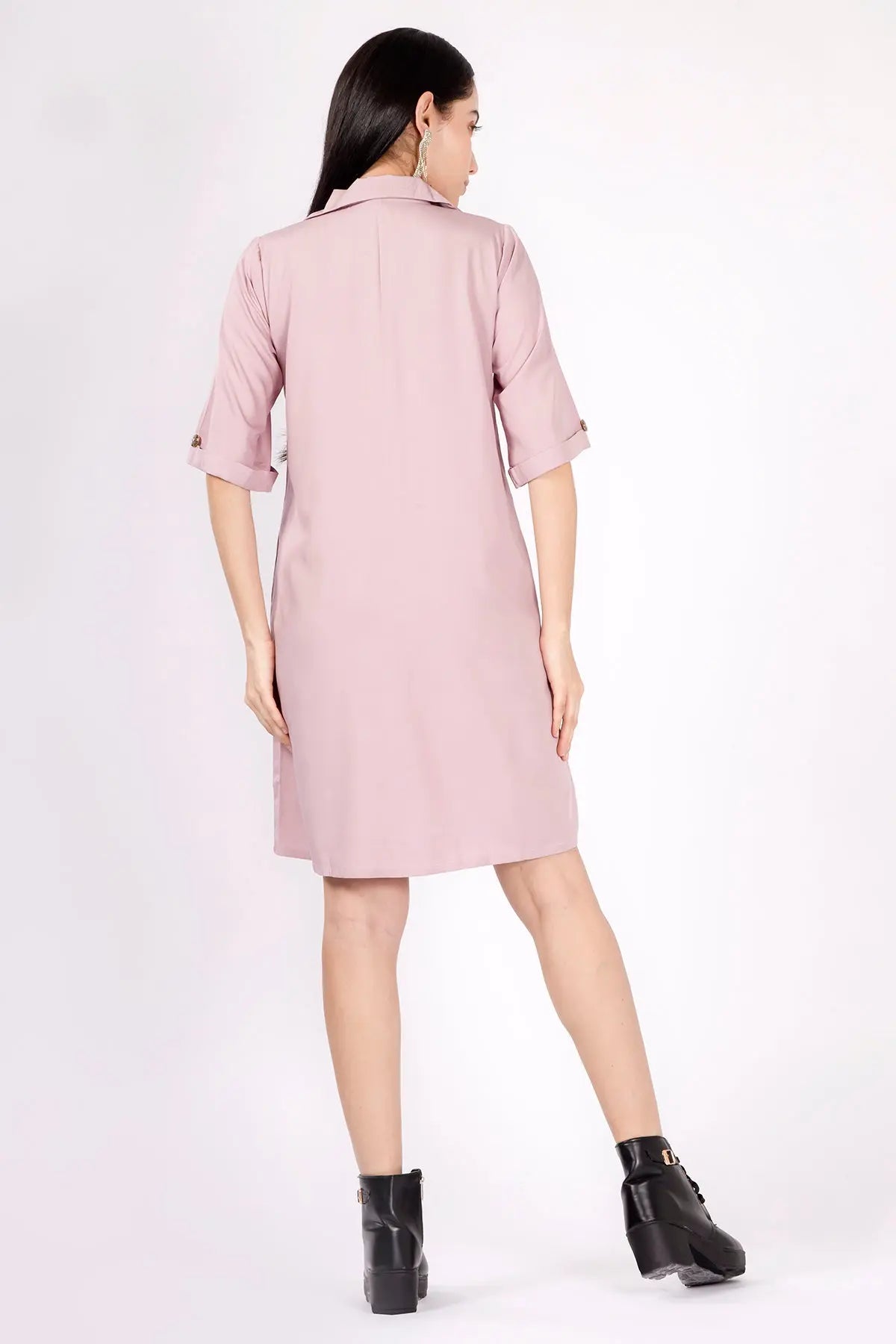 Mauve Bamboo Cotton Shirt Dress