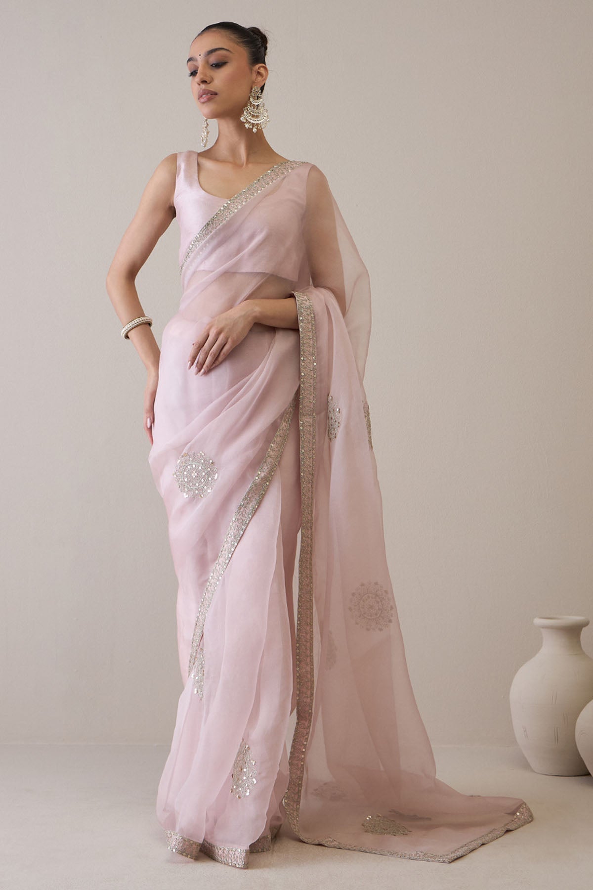 Buy RoohbyRidhimaa Mauve Dori Embroidered Saree only at ScrollnShops