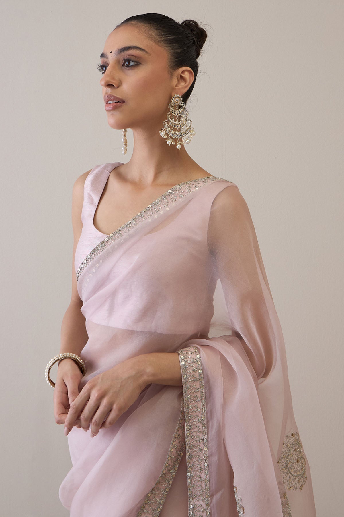 Mauve Dori Embroidered Saree