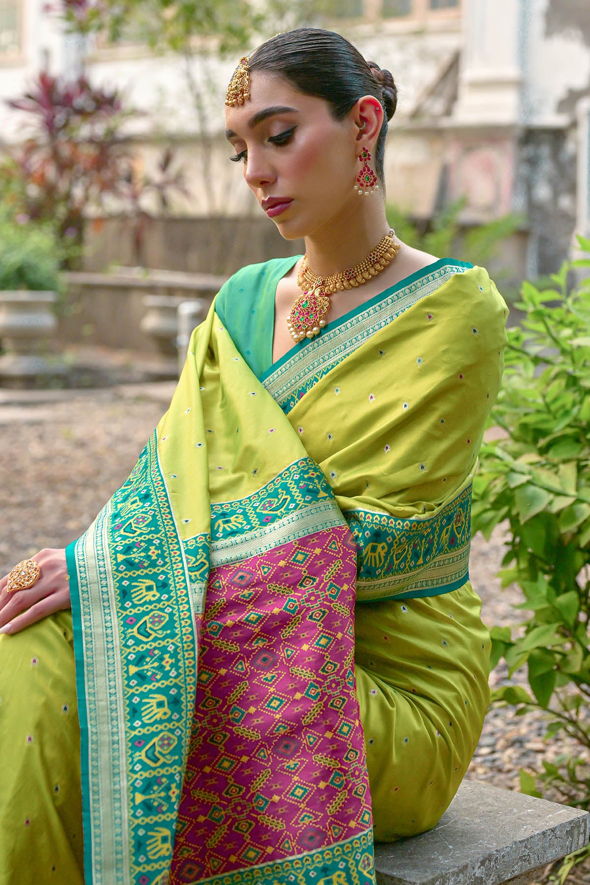 Mehendi Banarasi Silk Saree