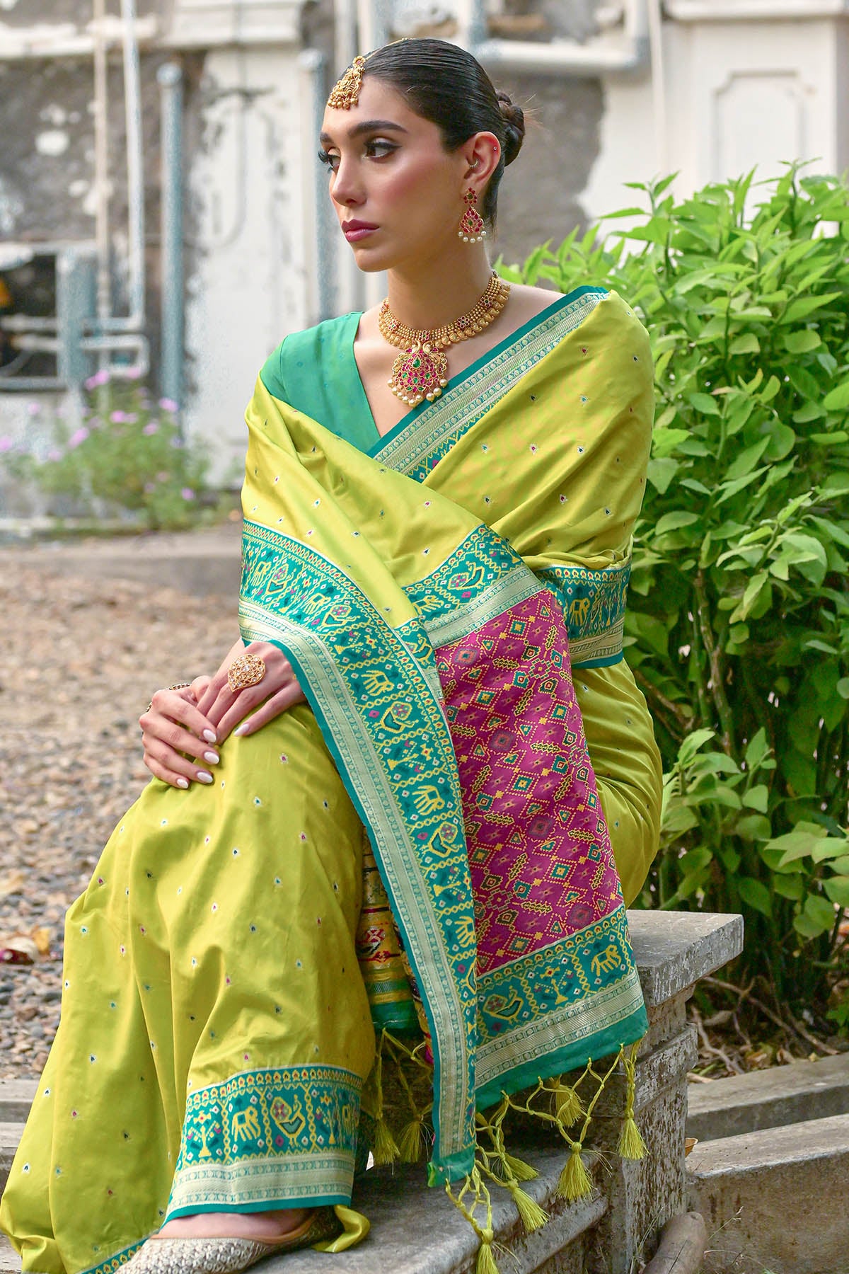Mehendi Banarasi Silk Saree