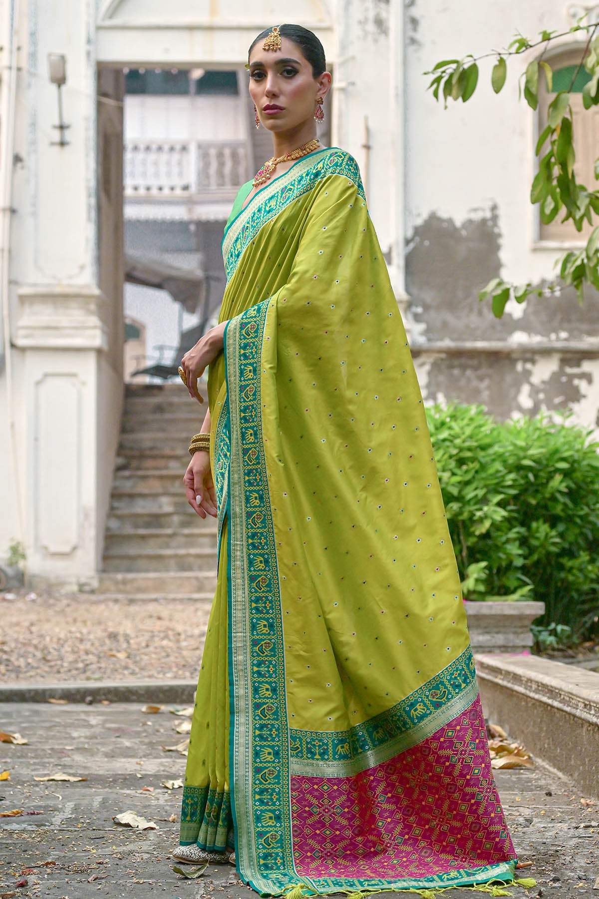 Mehendi Banarasi Silk Saree