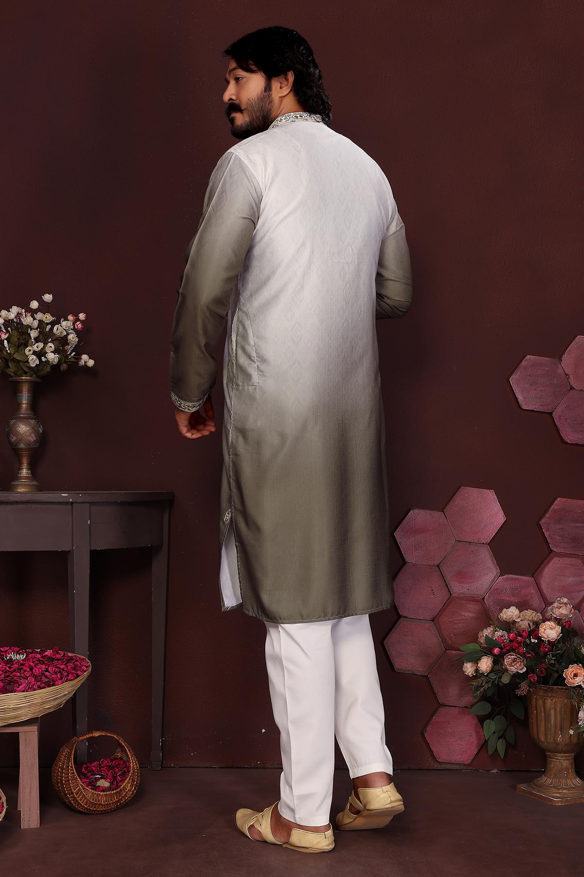 Mehendi Cotton Silk Kurta Pants