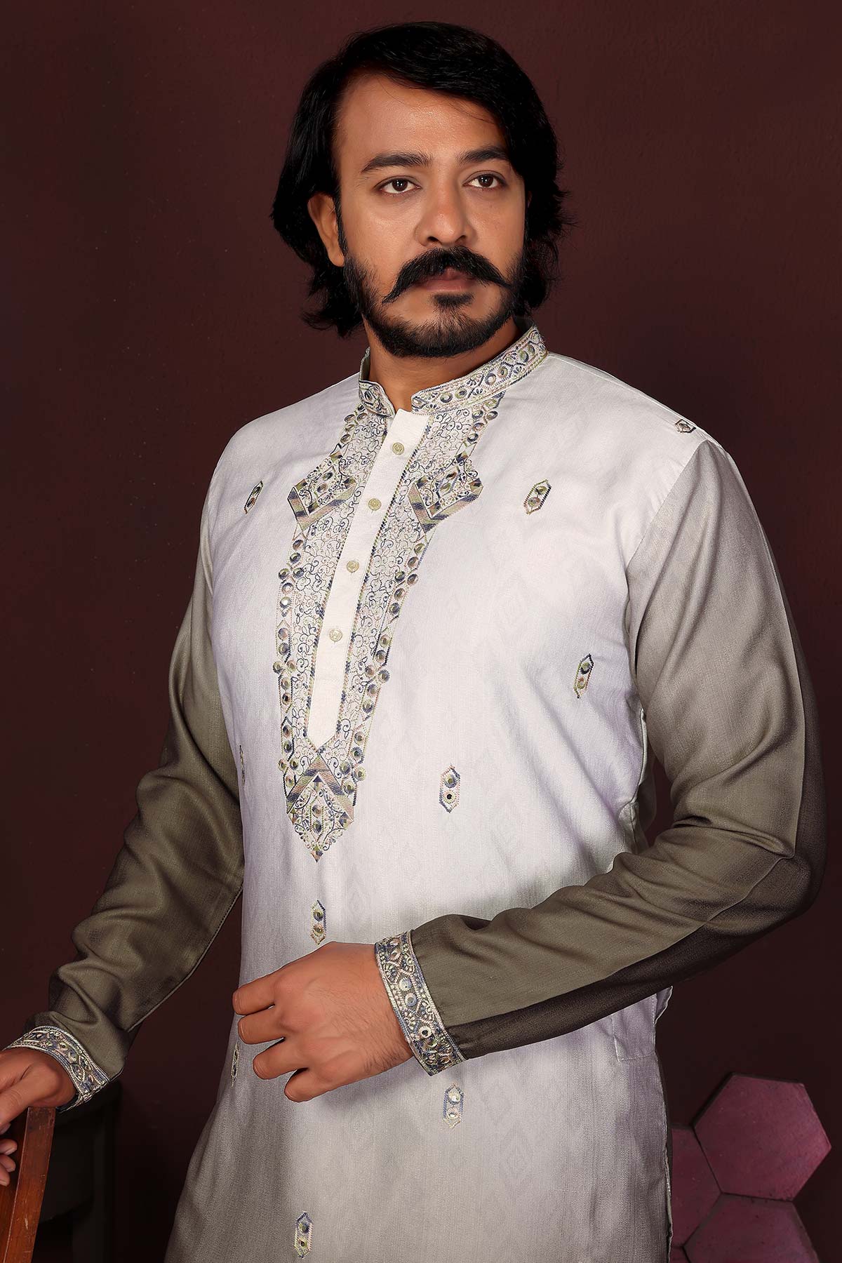 Mehendi Cotton Silk Kurta Pants