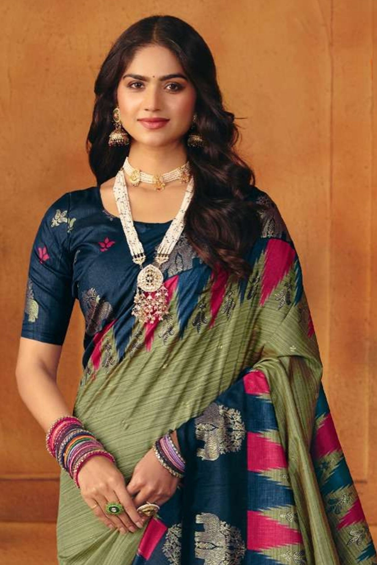 Mehendi Manipuri Printed Saree