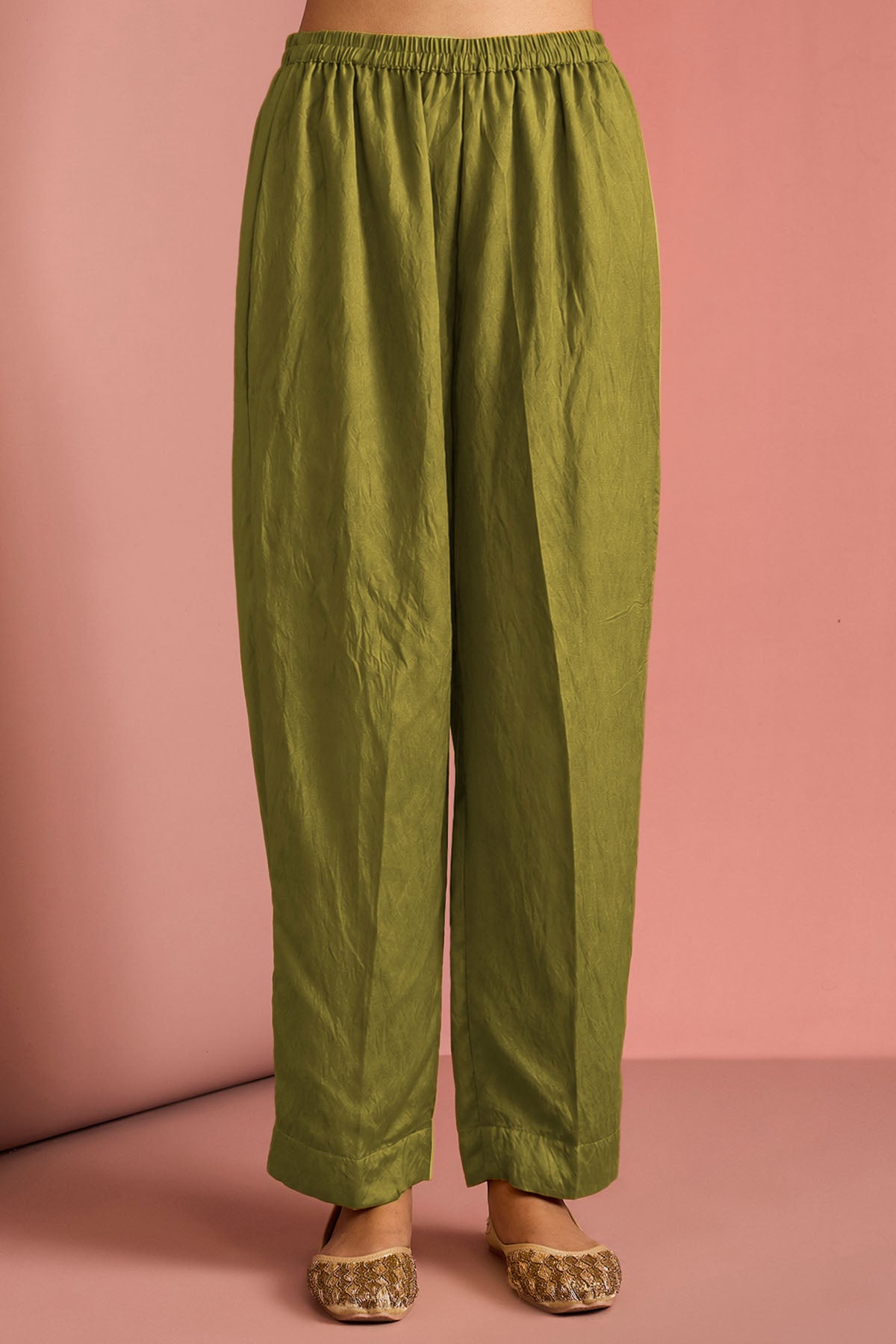 Mehendi Silk Cutdana Kurta Set
