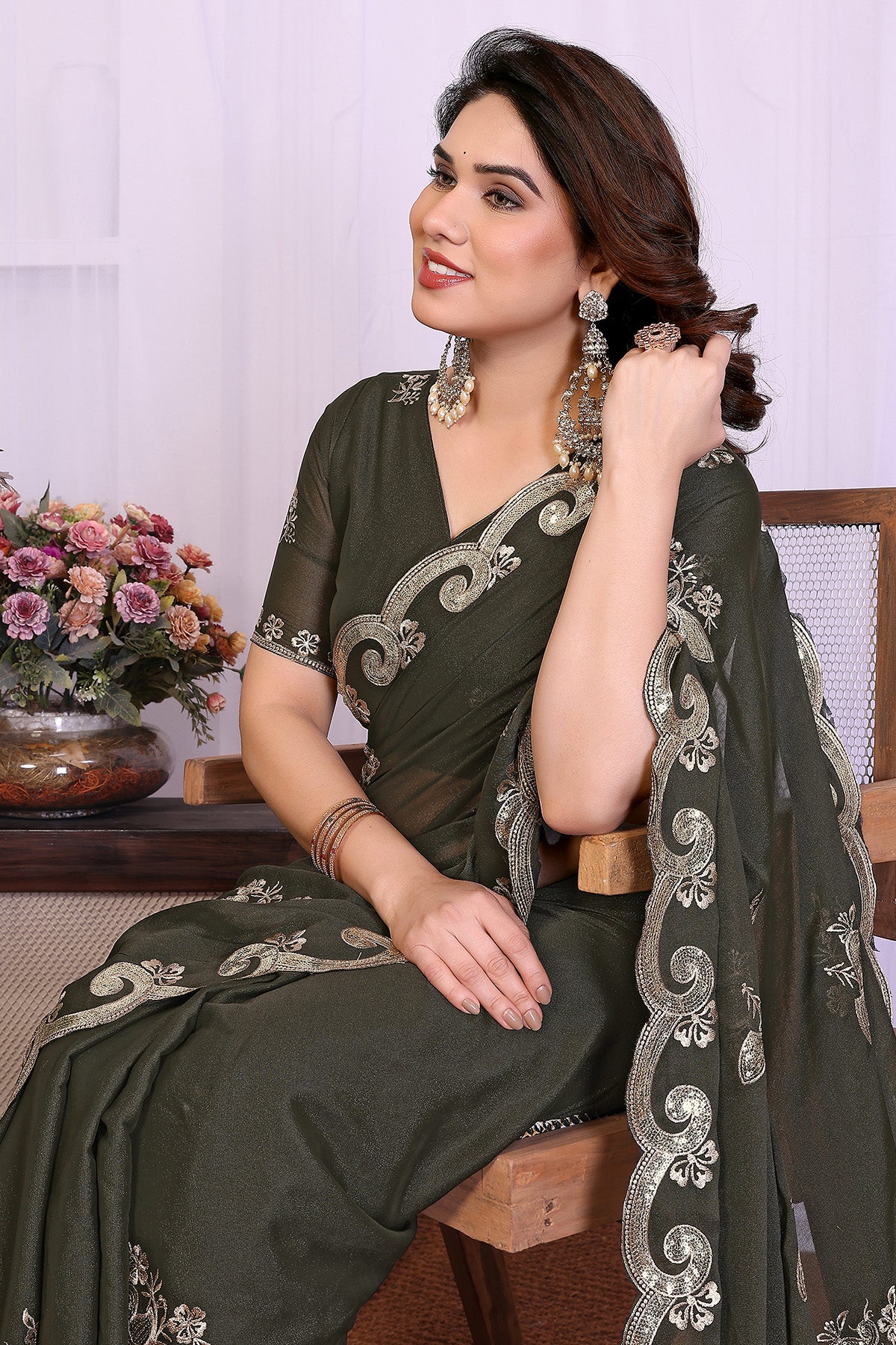 Mehendi Star Georgette Saree