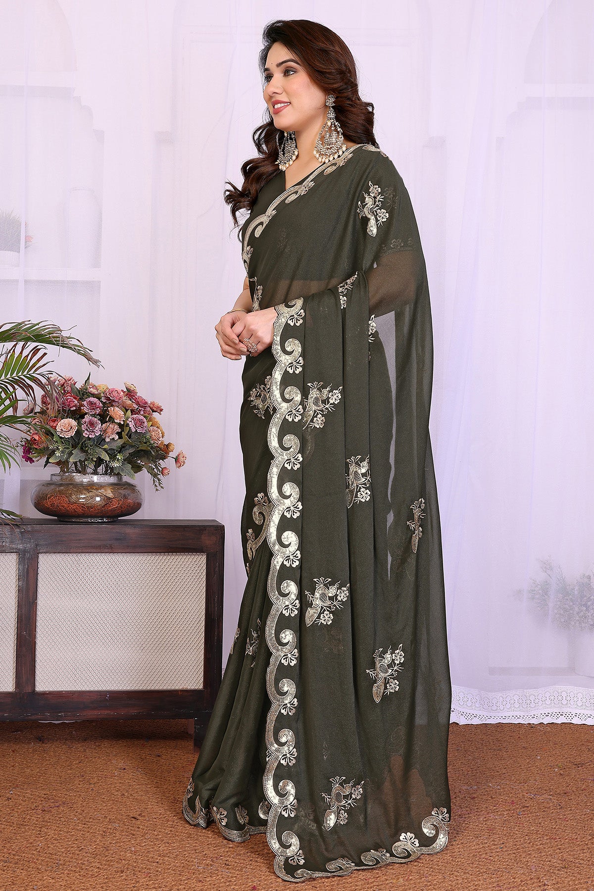 Mehendi Star Georgette Saree