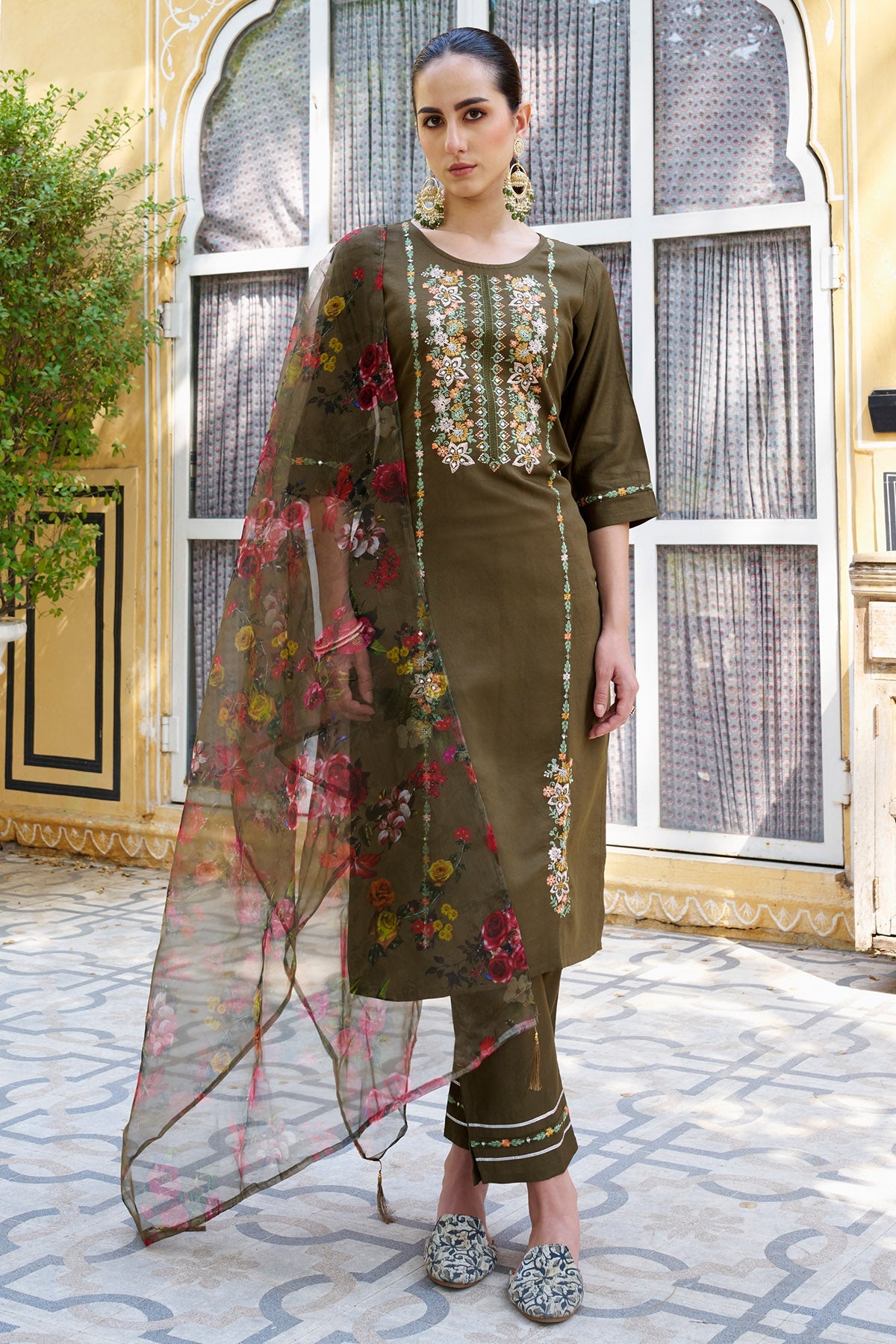 Buy Mehendi Viscose Rayon Kurta Set for women by Aastha Fashion online available at scrollnshops