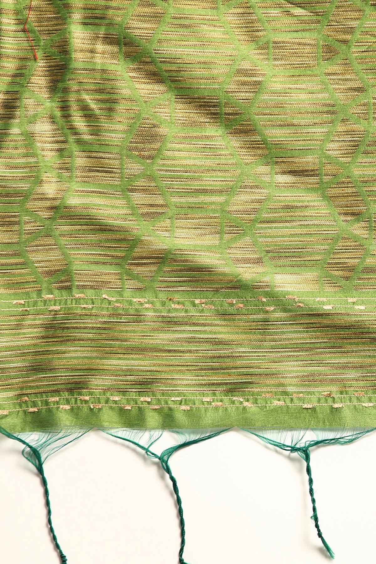 Mehendi Woven Butti Work Saree