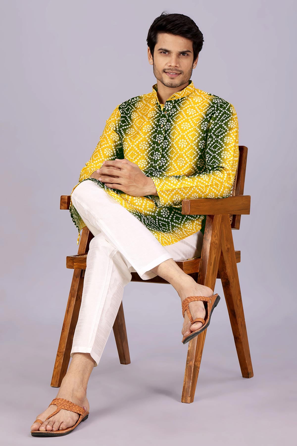 Mehendi & Yellow Bandhani Kurta