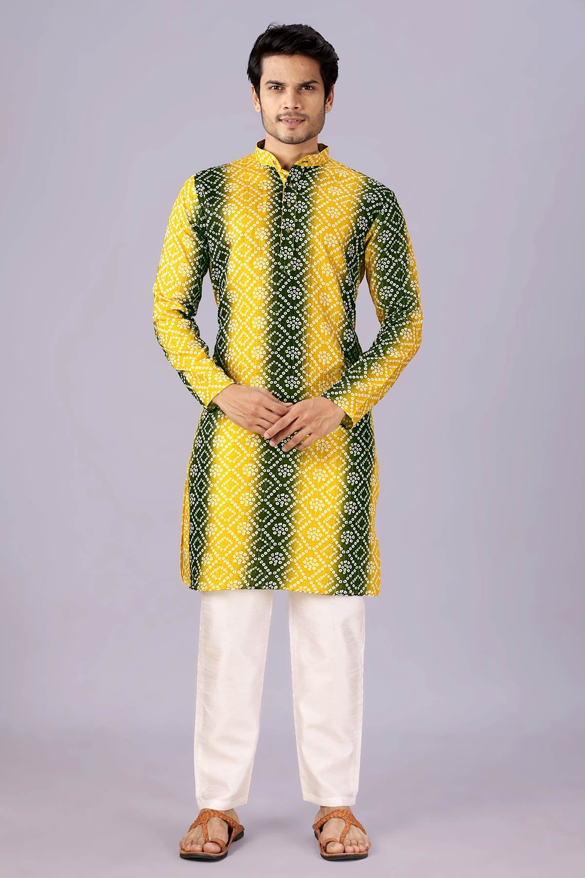 Mehendi & Yellow Bandhani Kurta