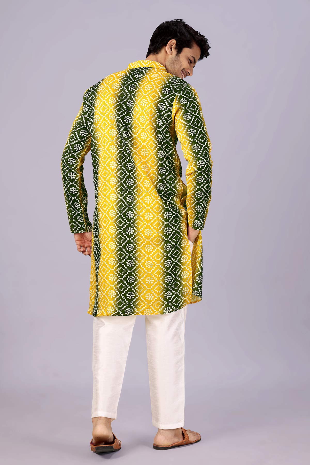 Mehendi & Yellow Bandhani Kurta