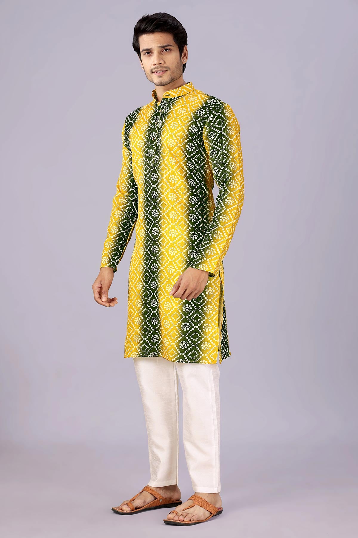 Mehendi & Yellow Bandhani Kurta