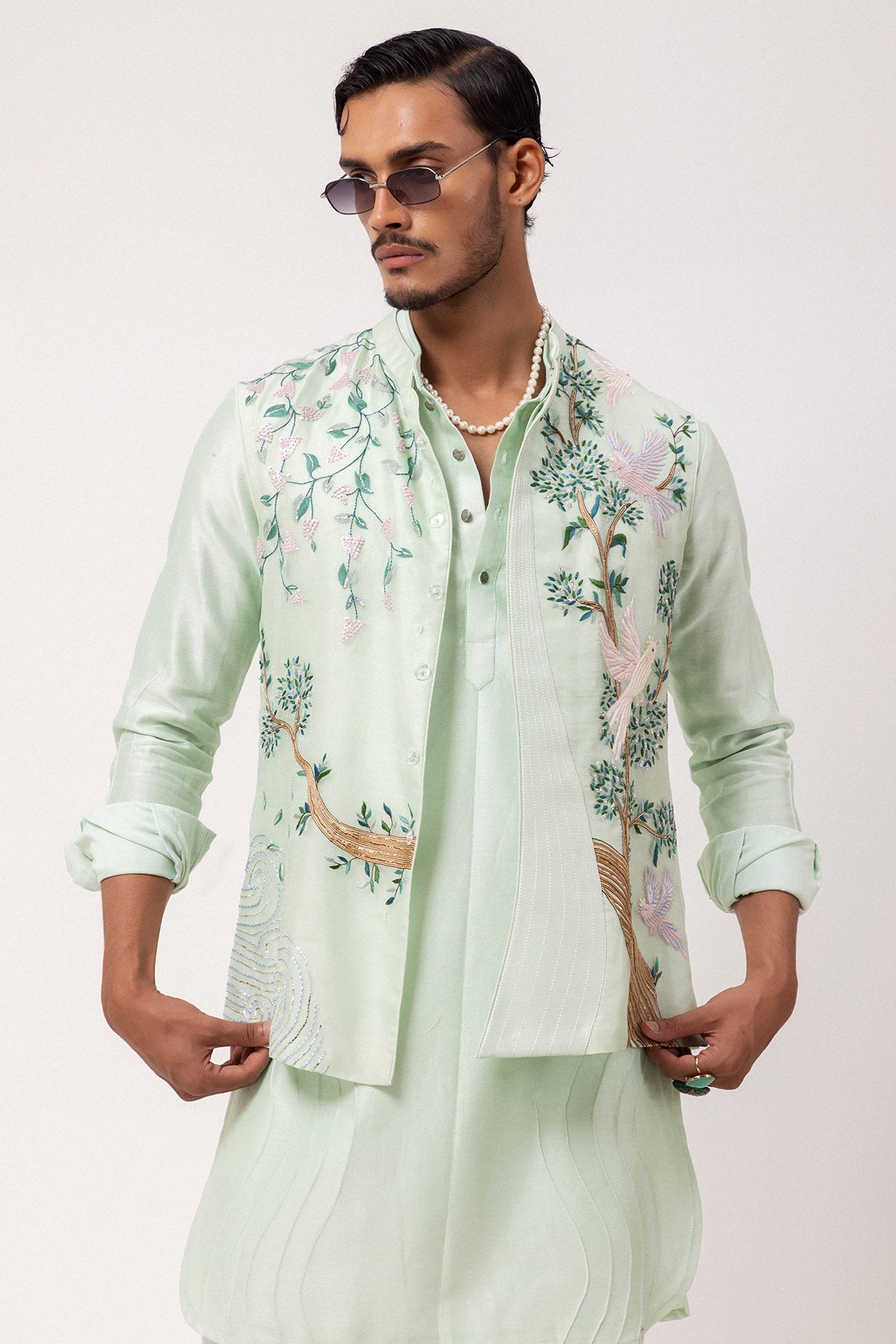 Menthol Dabka & Thread Kurta